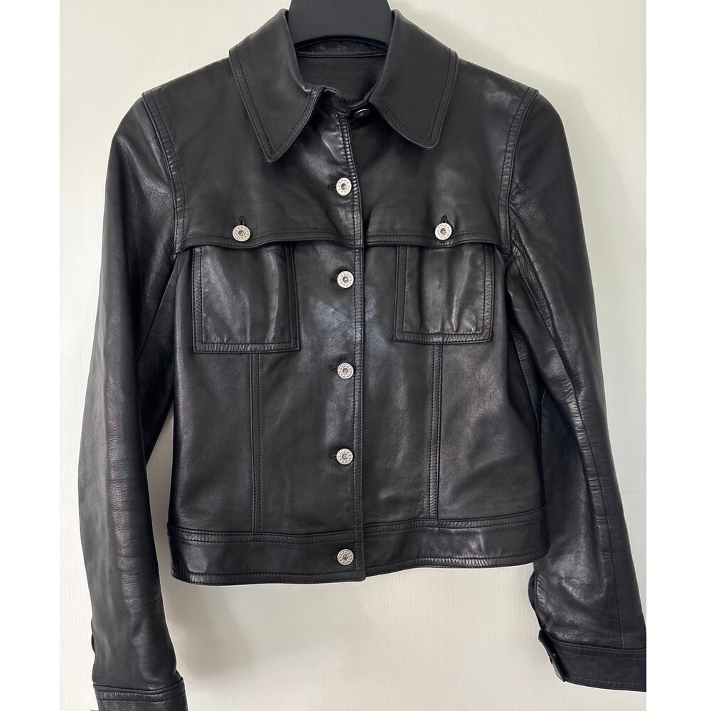 Vintage 90s Pellessimo France Black Lambskin Leather Jacket Size 2 (Small)